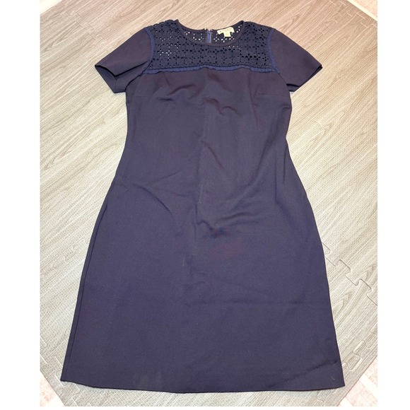 Brooks Brothers Red Fleece Dresses & Skirts - Brooks Brothers Red Fleece Navy Blue Eyelet Lace Yoke Sheath Dress Womens Large